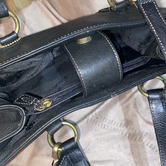 🆕 Fossil Castlehill Satchel Pebble Black Leather Handbag - Picture 13 of 16